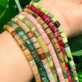 4x4mm Natural Sediment Turquoises Opal Stone Column Shape Beads 15''