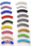 20pcs Micro Pave Disco Ball Crystal Beads Long Bending Tube Bracelet