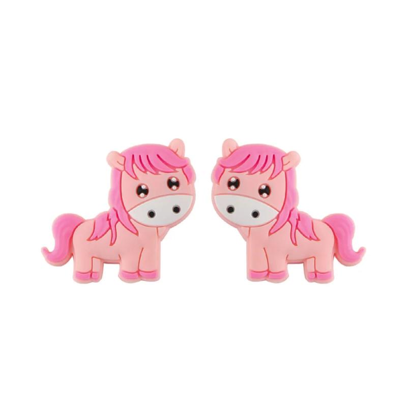 10Pcs Mini Horse Silicone Beads DIY Necklace Accessories Baby Molar Toys