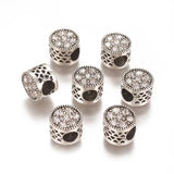 10pcs European Alloy Spacer Beads with Rhinestone Column and Heart 10x8.5~9mm