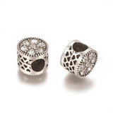 10pcs European Alloy Spacer Beads with Rhinestone Column and Heart 10x8.5~9mm