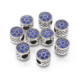 10pcs European Alloy Spacer Beads with Rhinestone Column and Heart 10x8.5~9mm