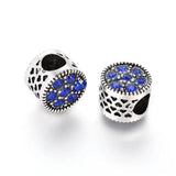 10pcs European Alloy Spacer Beads with Rhinestone Column and Heart 10x8.5~9mm