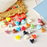 10pcs Heart Ceramic Beads DIY Spacer Porcelain Earrings Necklace Bracelet