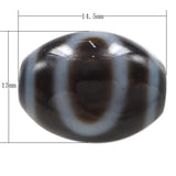 Natural Tibetan Dzi Beads Oval heaven & earth two tone 14.50x13x3mm