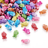 100pcs Mixed Fish Acrylic Beads Sea Animal Series Spacer Charm Beads