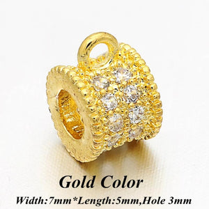 3pcs CZ Tube Style Beads W7*L5mm Charm Beads DIY Bracelet
