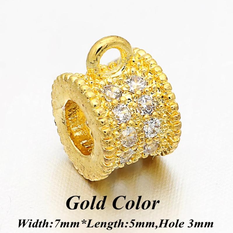 3pcs CZ Tube Style Beads W7*L5mm Charm Beads DIY Bracelet