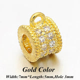 3pcs CZ Tube Style Beads W7*L5mm Charm Beads DIY Bracelet