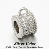 3pcs CZ Tube Style Beads W7*L5mm Charm Beads DIY Bracelet