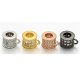 3pcs CZ Tube Style Beads W7*L5mm Charm Beads DIY Bracelet