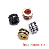 5pcs Zircon Circle Beads Big Hole DIY Spacer Beads Charms