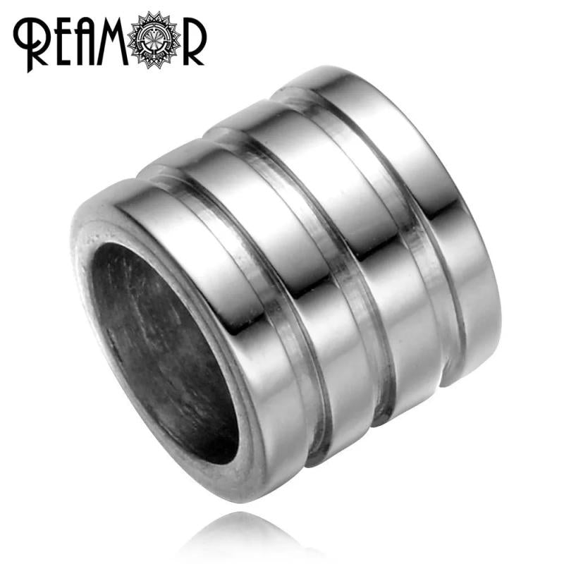 10pcs Stainless Steel Stripe European Cylinder Bead for Leather Bracelet
