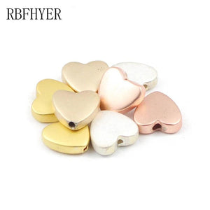 8mm Hematite Peach Heart Spacer Beads for Jewelry Making