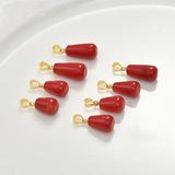 5pcs Red Coral Water Drop Shape Pendants Beads 12-20mm DIY Sea Bamboo Coral Pend
