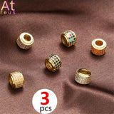 Multicolor CZ Beads DIY Bracelet Circle Cylinder Tube Charms 3pcs