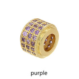 Multicolor CZ Beads DIY Bracelet Circle Cylinder Tube Charms 3pcs
