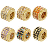 Multicolor CZ Beads DIY Bracelet Circle Cylinder Tube Charms 3pcs