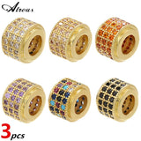 3pcs/Set CZ Spacer Beads for DIY Jewelry Making