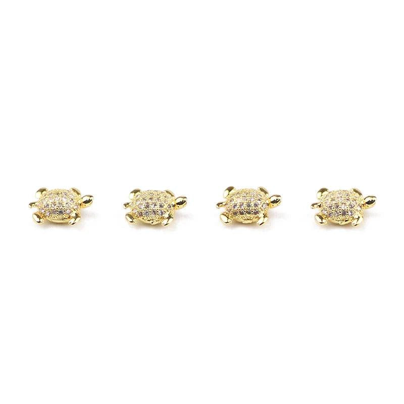 Micro Pave Zircon Tortois Beads Charms Copper Spacer Loose Beads 4pcs/lot