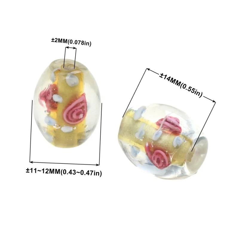 2PCS Inner Flower Lampwork Glass Beads for Charm Bracelets DIY Jewelry Making
