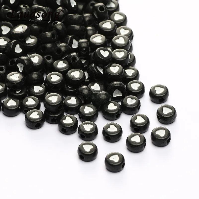 4X7MM Acrylic Heart Pattern Loose Beads for DIY Child Jewelry Making