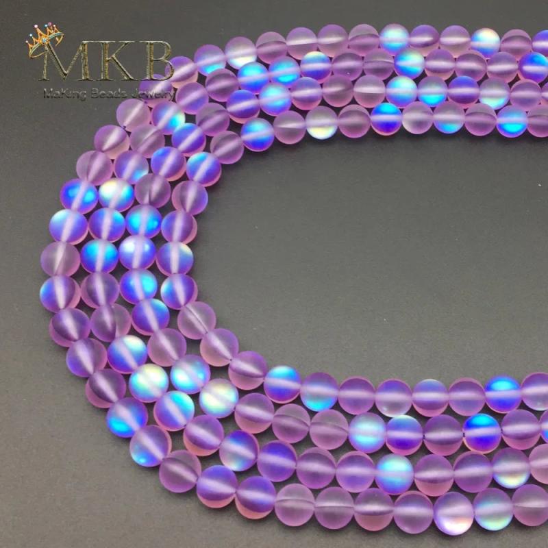 A+ Matte Purple Austria Crystal Round Beads 6 8 10 12mm MoonStone Beads