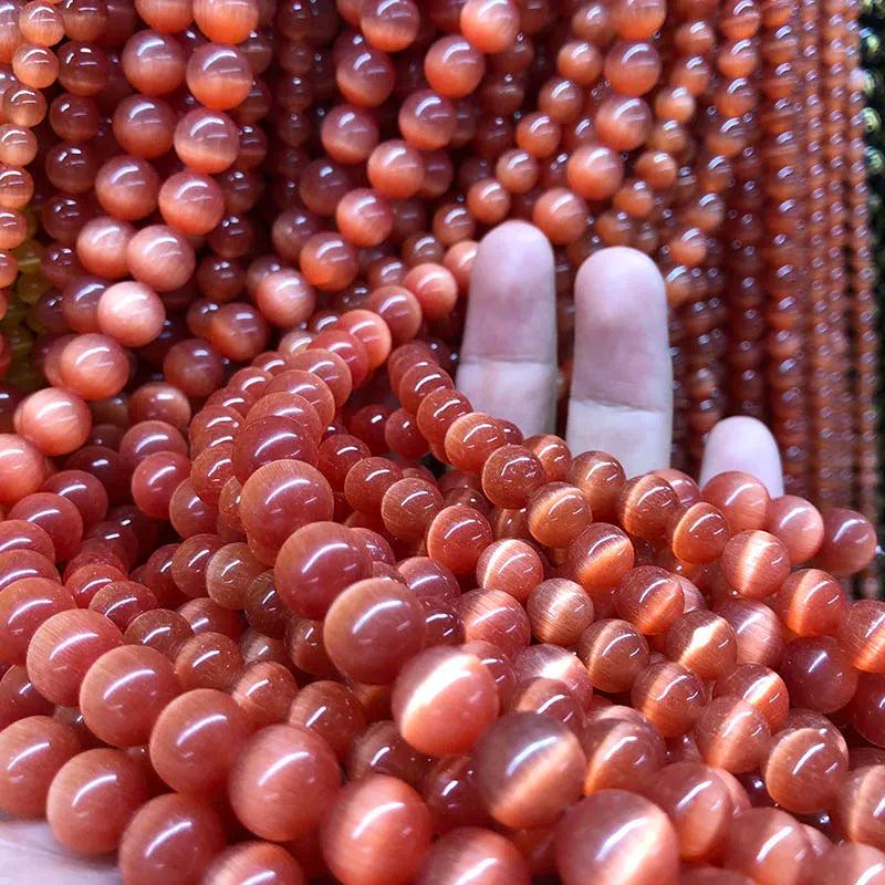 Red Cat Eye Beads 4/6/8/10/12MM Glass String Loose Space Opal DIY Charm Beads