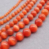 Red Cat Eye Beads 4/6/8/10/12MM Glass String Loose Space Opal DIY Charm Beads