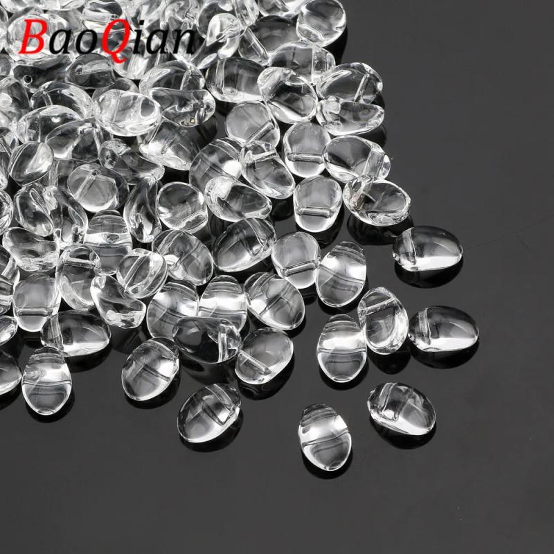 Small Crescent Crystal Glass Beads for Jewelry Making - Set of 50