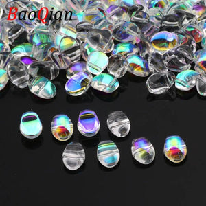 Small Crescent Crystal Glass Beads for Jewelry Making - Set of 50