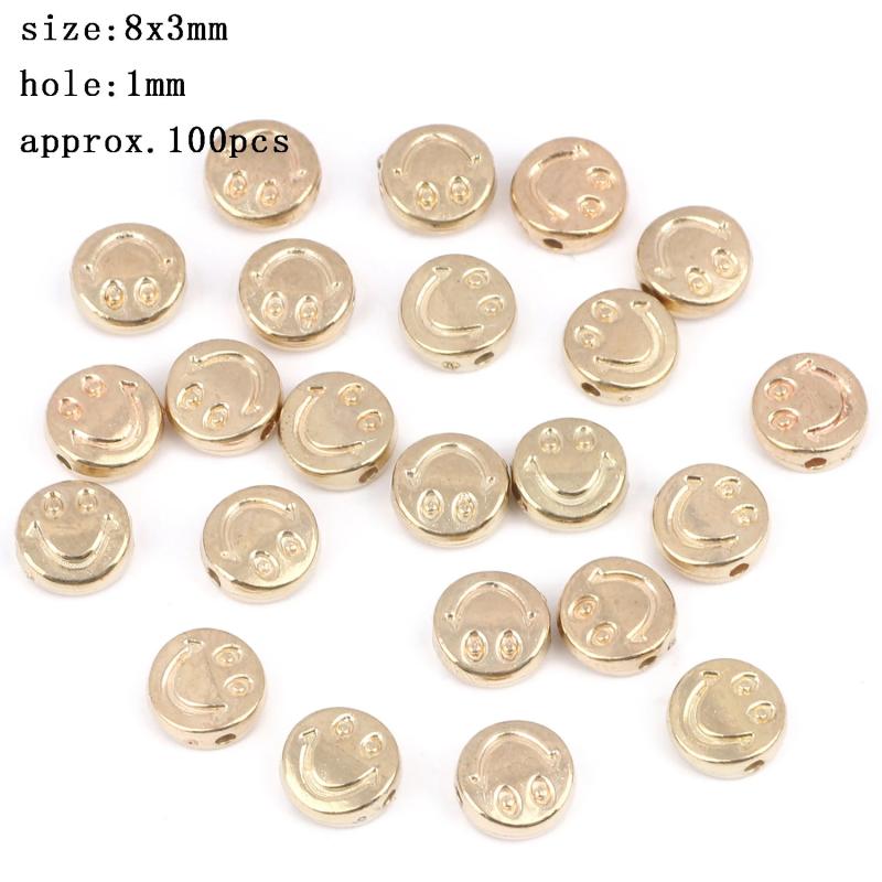 100pcs 8mm Silver Smiling Face CCB Beads Loose Spacer Acrylic Beads