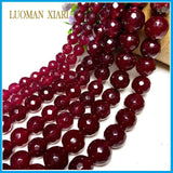 Red Chalcedony Jades Faceted Round Beads 4-12MM