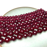 Red Chalcedony Jades Faceted Round Beads 4-12MM