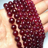 Red Chalcedony Jades Faceted Round Beads 4-12MM