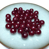 Red Chalcedony Jades Faceted Round Beads 4-12MM