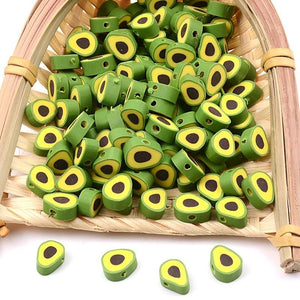 30pcs 10mm Avocado Shape Clay Spacer Beads Polymer Clay Beads For Jewelry Making