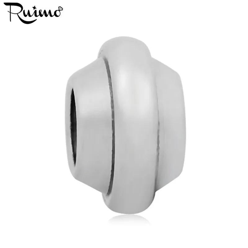 RUIMO Stainless Steel Spiral Stripe Spacer Beads Charms Bracelet