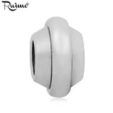 RUIMO Stainless Steel Spiral Stripe Spacer Beads Charms Bracelet