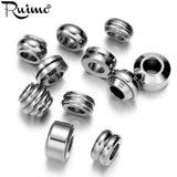 RUIMO Stainless Steel Spiral Stripe Spacer Beads Charms Bracelet