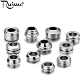 RUIMO Stainless Steel Spiral Stripe Spacer Beads Charms Bracelet