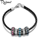 RUIMO Stainless Steel Spiral Stripe Spacer Beads Charms Bracelet