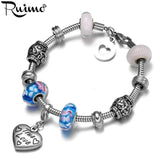 RUIMO Stainless Steel Spiral Stripe Spacer Beads Charms Bracelet