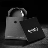 RUIMO Stainless Steel Spiral Stripe Spacer Beads Charms Bracelet