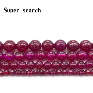 Rose Red Chalcedony Agate Stone Beads for DIY Jewelry Making 15''