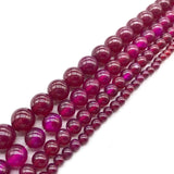 Rose Red Chalcedony Agate Stone Beads for DIY Jewelry Making 15''