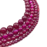 Rose Red Chalcedony Agate Stone Beads for DIY Jewelry Making 15''