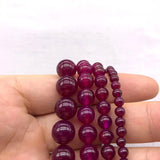 Rose Red Chalcedony Agate Stone Beads for DIY Jewelry Making 15''