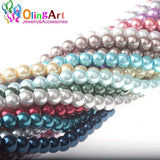 Olingart 8MM 50PCS/Lot Mixed Glass Pearls Beads DIY Jewelry Making