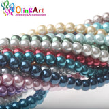 Olingart 8MM 50PCS/Lot Mixed Glass Pearls Beads DIY Jewelry Making